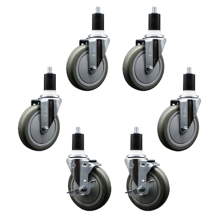 Service Caster Regency 600CASTER6 5'' Replacement Caster Set with Brakes, 6PK REG-SCC-EX20S514-PPUB-4-TLB-2-112